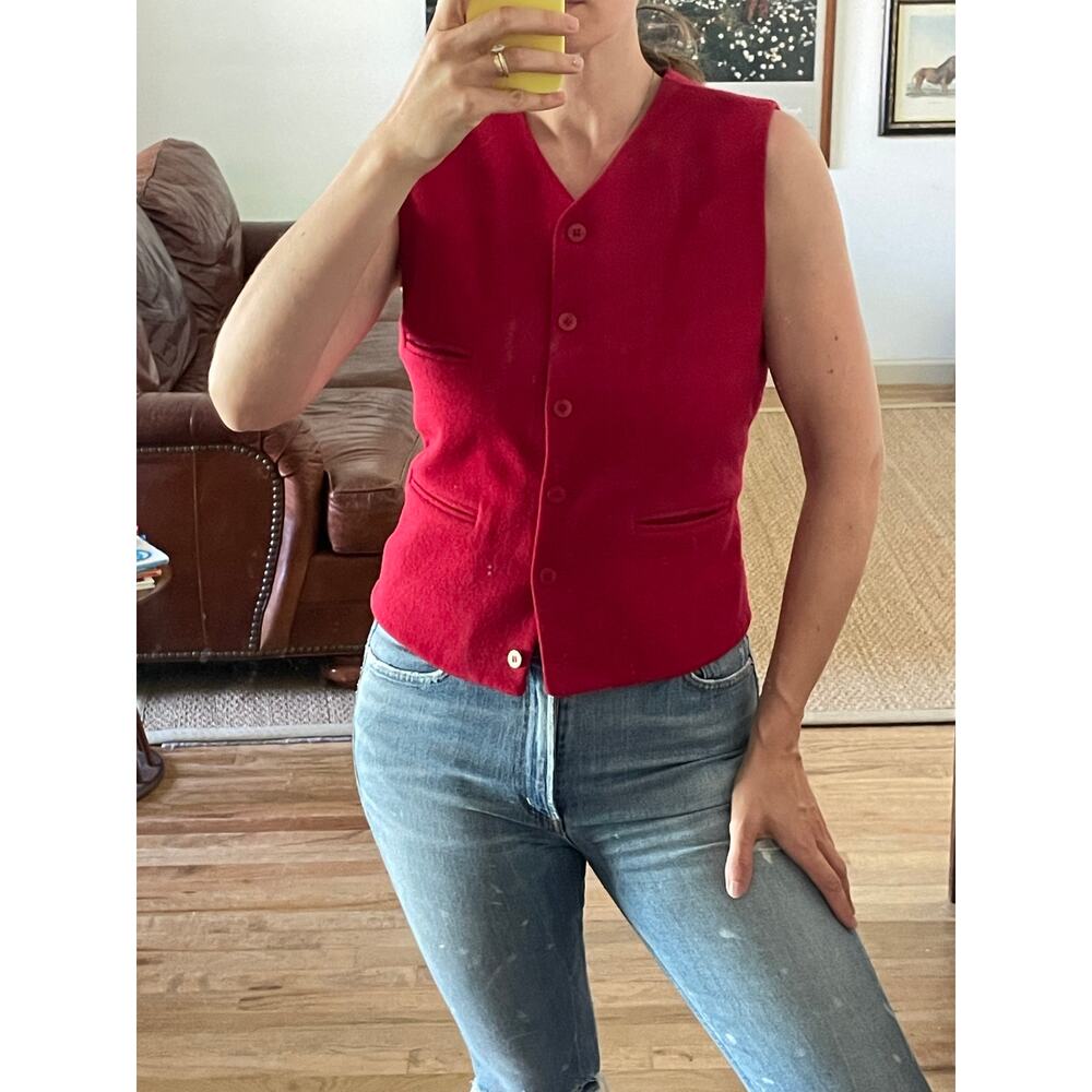 Vintage Ann Taylor Red Wool Blend Vest Size Small